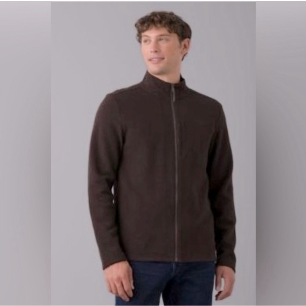 Prana Route Tracker Sweater Jacket men’s size medium oak barrel Heather brown